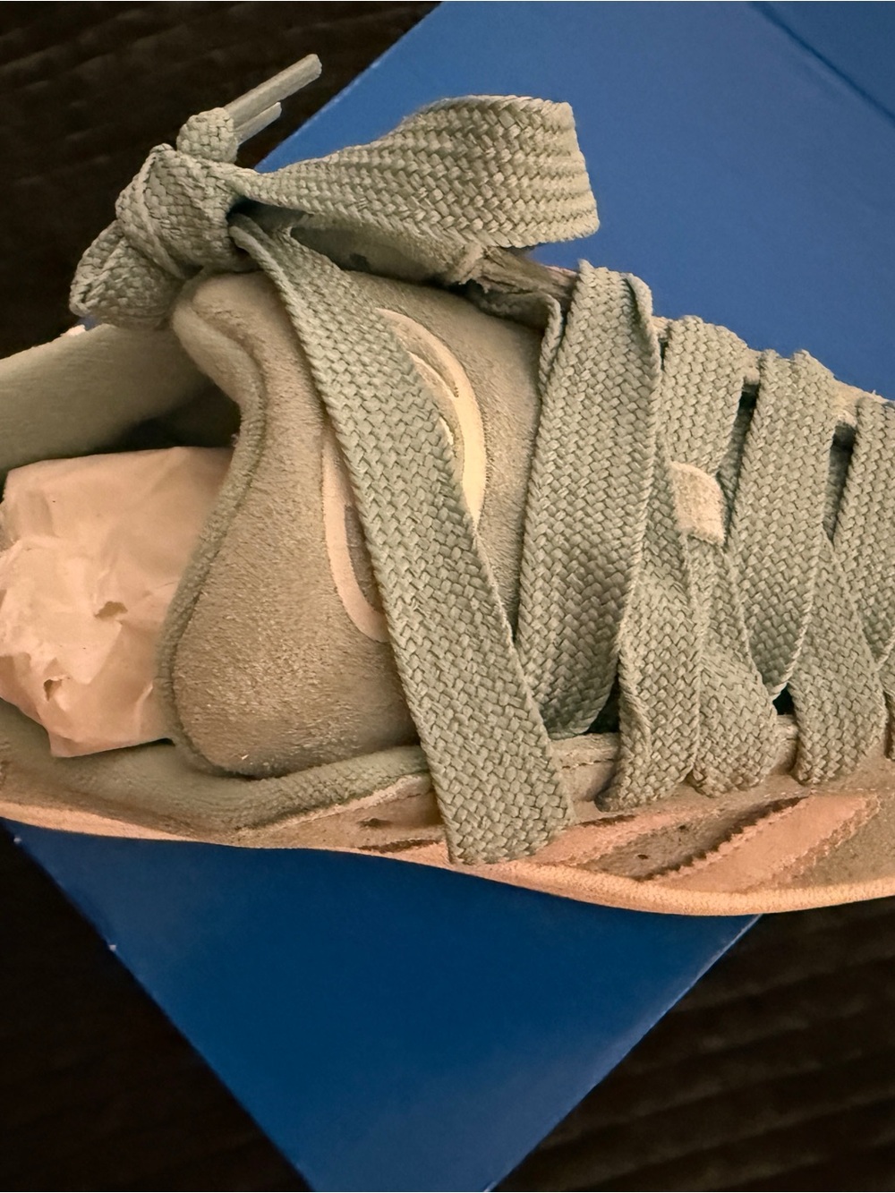 NWT! adidas womens Suede Sneaker in Mint Green & cream cool color - Picture 5 of 5